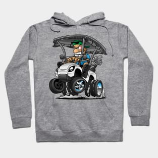 Funny Golf Cart Hotrod Golf Car Popping a Wheelie Cartoon Hoodie